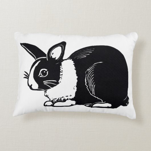 白黒オランダのウサギのアクセントの枕 アクセントクッション (裏面)