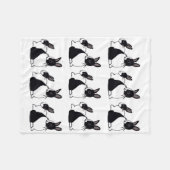 白黒オランダのウサギのフリースブランケット フリースブランケット (正面(横))