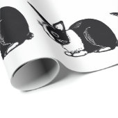 白黒オランダラビットパターンラッピング紙 ラッピングペーパー (ロールコーナー)