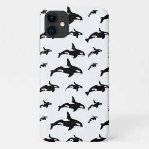 白黒オルカキラーホエールマリンプリント iPhone 11 ケース