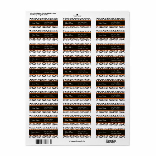 白黒オレンジイエローダマスク ラベル (フルシート)