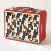 白黒オレンジキティキャッツ メタルランチボックス (正面)