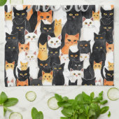 白黒オレンジキャッツ キッチンタオル (折り畳み)
