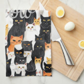 白黒オレンジキャッツ キッチンタオル (四つ折り)