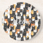 白黒オレンジキャッツ コースター (正面)