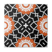 白黒オレンジモザイクモロッコジオメトリック タイル (正面)