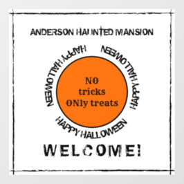 白黒オレンジ不気味モダンハッピーハローウィン ウィンドウサイン