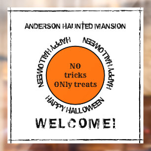 白黒オレンジ不気味モダンハッピーハローウィン ウィンドウサイン