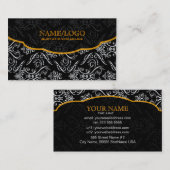 白黒オレンジ素晴らし色の線の網掛けパターン 名刺 (正面/裏面)