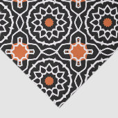 白黒オレンジ色モロッコジオメトリックパターン 薄葉紙 (詳細)