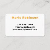 白黒オレンジ非対称抽象芸術こんにちは 名刺 (裏面)