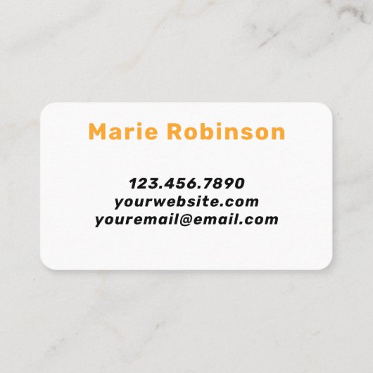 白黒オレンジ非対称抽象芸術こんにちは 名刺 (裏面)