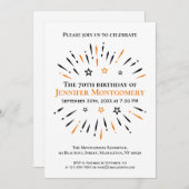 白黒オレンジ70thバースデーパーティー花火 招待状 (正面/裏面)