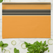 白黒オレンストライプのジパターン キッチンタオル (折り畳み)