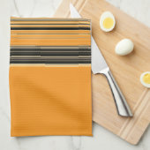 白黒オレンストライプのジパターン キッチンタオル (四つ折り)