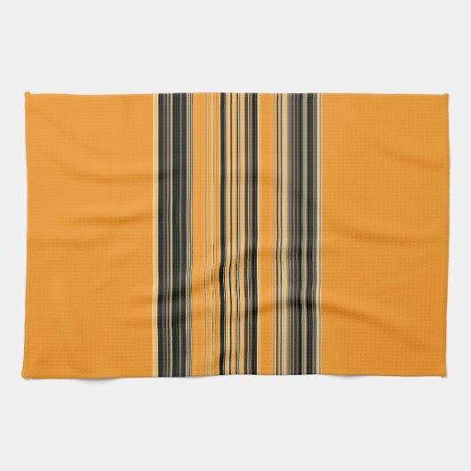 白黒オレンストライプのジパターン キッチンタオル (横)