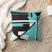 白黒オンブライトアクアジオメトリック抽象芸術アート クッション (ブランケット)