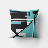 白黒オンブライトアクアジオメトリック抽象芸術アート クッション (裏面)