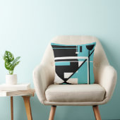 白黒オンブライトアクアジオメトリック抽象芸術アート クッション (椅子)