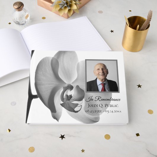 白黒オーキッドお祝いオブライフメモリアル ゲストブック (正面見開き)