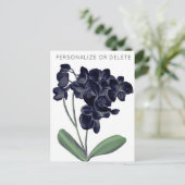 白黒オーキッドウォーターカラーフローラ パーソナライズされた ポストカード (スタンド正面)