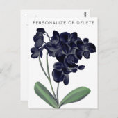 白黒オーキッドウォーターカラーフローラ パーソナライズされた ポストカード (正面/裏面)