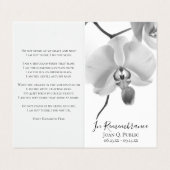 白黒オーキッドオンステム葬儀記念祈りの言葉 名刺 (外部フラット)