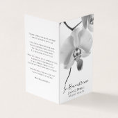 白黒オーキッドオンステム葬儀記念祈りの言葉 名刺 (外部)