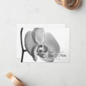 白黒オーキッドフラワー共有Aメモリ葬儀 ノートカード (正面/裏面インサイチュ)