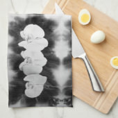 白黒オーキ絵画ッドの熱帯フローラ キッチンタオル (四つ折り)