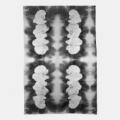 白黒オーキ絵画ッドの熱帯フローラ キッチンタオル (縦)