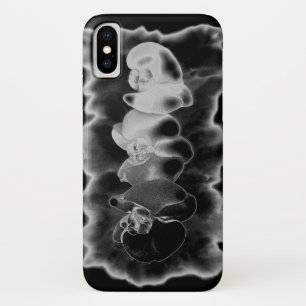 白黒オーキ絵画ッドの熱帯フローラ iPhone X ケース