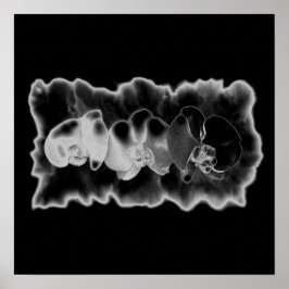 白黒オーキ絵画ッドトリップ(幻覚体験)のようなフローラ ポスター