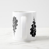 白黒オークの葉プリント専門マグカップ ジャンボコーヒーマグカップ (裏面)