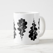 白黒オークの葉プリント専門マグカップ ジャンボコーヒーマグカップ (正面右)