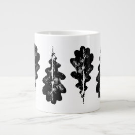 白黒オークの葉プリント専門マグカップ ジャンボコーヒーマグカップ