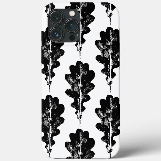 白黒オークリーフプリントパターンiPhoneケース Case-Mate iPhoneケース (裏面)
