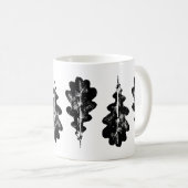 白黒オークリーフプリントマグ コーヒーマグカップ (正面右)