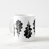 白黒オークリーフプリントマグ コーヒーマグカップ (正面左)