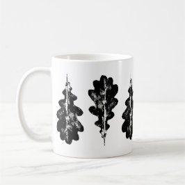 白黒オークリーフプリントマグ コーヒーマグカップ