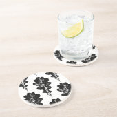 白黒オークリーフプリント砂岩 コースター (側面)