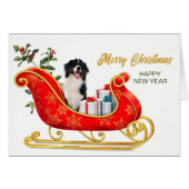 白黒オーストラリアシェパードクリスマスススリー (正面横)