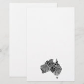 白黒オーストラリア地図アートオリジナル 便箋 (正面/裏面)