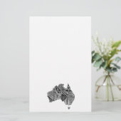 白黒オーストラリア地図アートオリジナル 便箋 (スタンド正面)