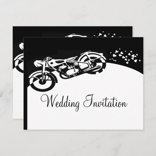白黒オートバイカスタムウェディング招待状 招待状 (正面/裏面)