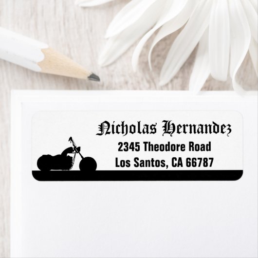 白黒オートバイシルエット住所 シール (インサイチュ)