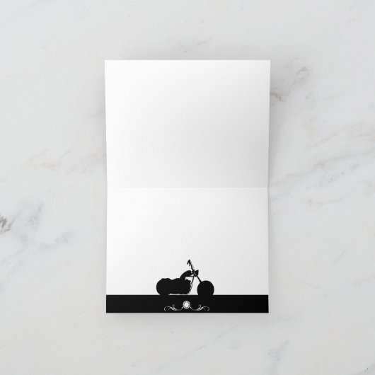 白黒オートバイバイクもしくは自転車に乗る人シルエットサンキュー サンキューカード (内部)