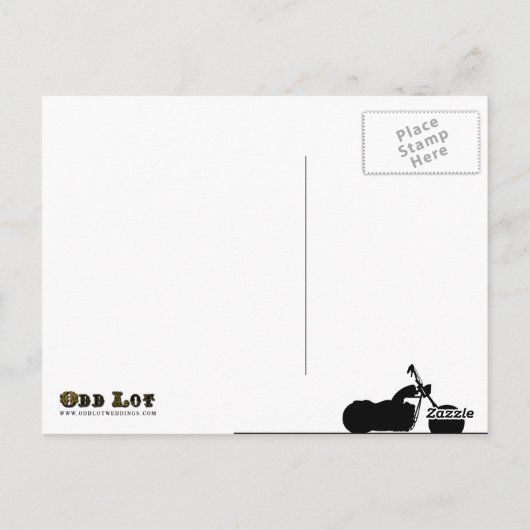 白黒オートバイバイクもしくは自転車に乗る人シルエットサンキュー ポストカード (裏面)