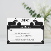 白黒オートバイバイクもしくは自転車に乗る人シルエットrsvp 出欠カード (スタンド正面)