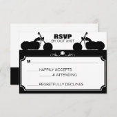 白黒オートバイバイクもしくは自転車に乗る人シルエットrsvp 出欠カード (正面/裏面)